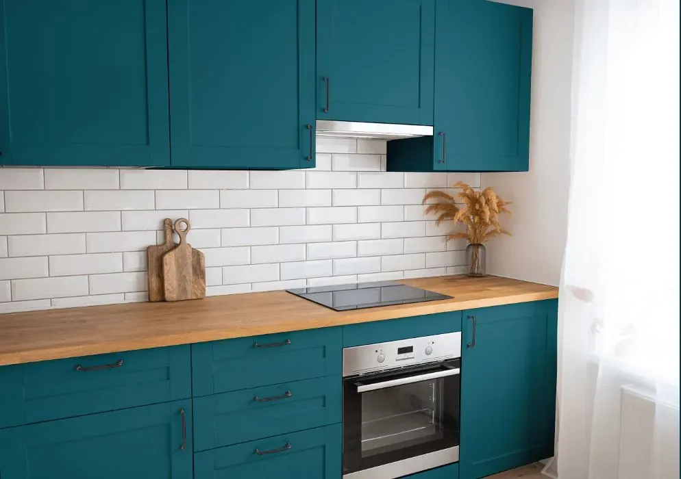 Behr Blue Stream kitchen cabinets
