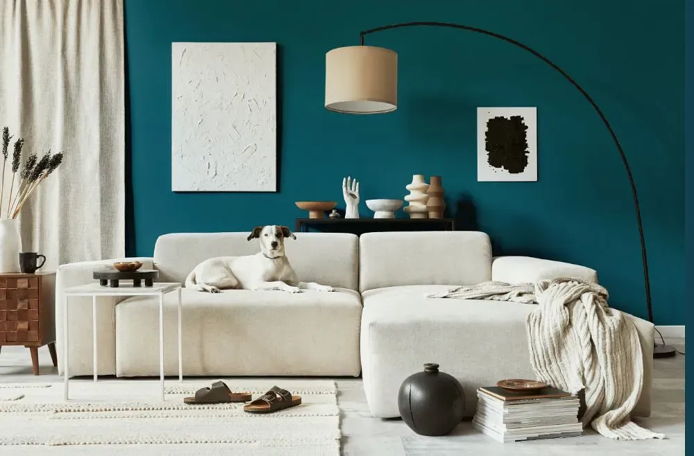 Behr Blue Stream cozy living room