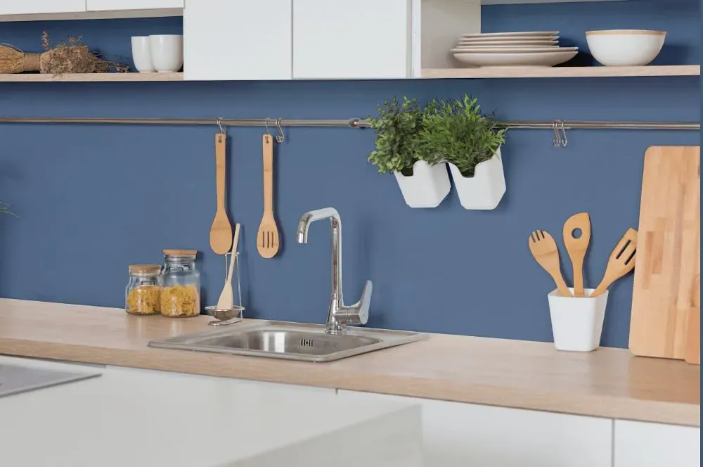 Behr Brisk Blue kitchen backsplash