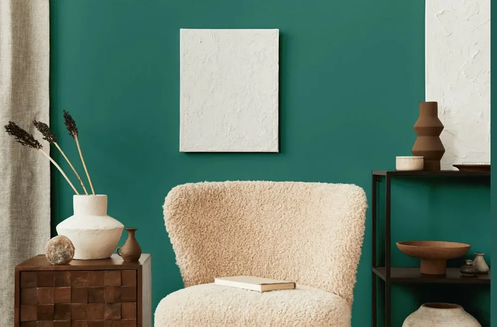 Behr Bubble Turquoise living room interior