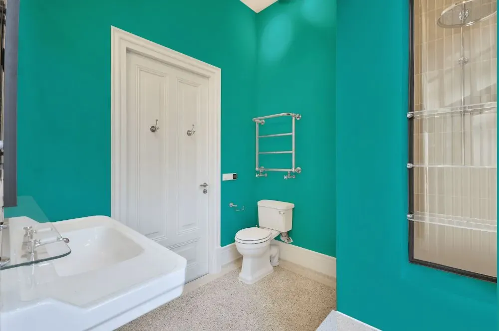 Behr Caicos Turquoise bathroom