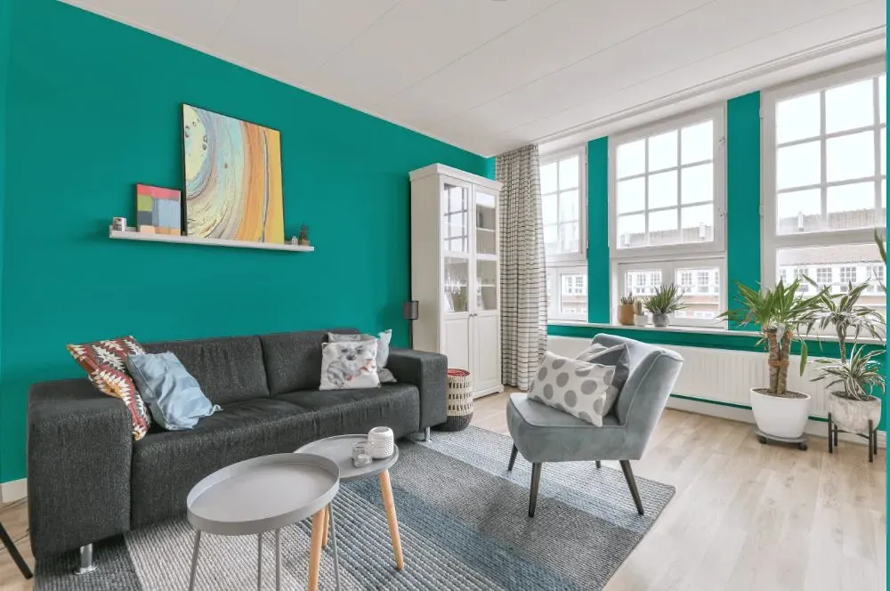 Behr Caicos Turquoise living room walls
