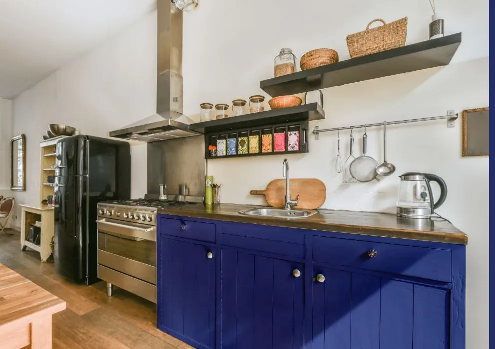 Behr Canyon Iris kitchen cabinets
