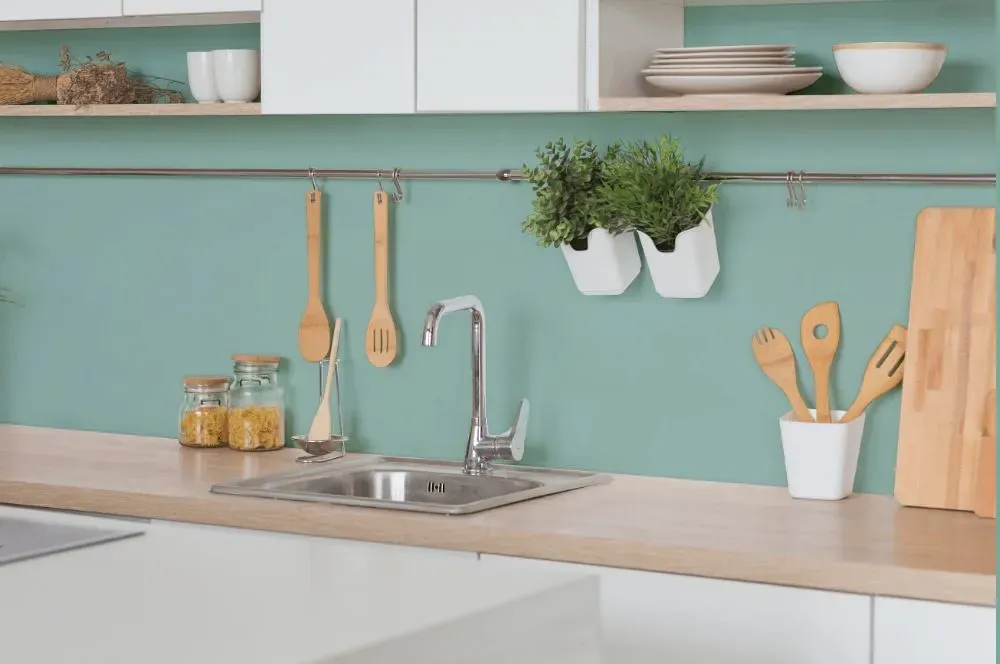 Behr Cascade Green kitchen backsplash