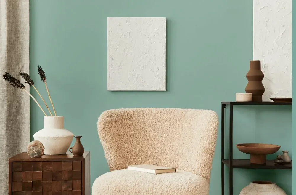 Behr Cascade Green living room interior