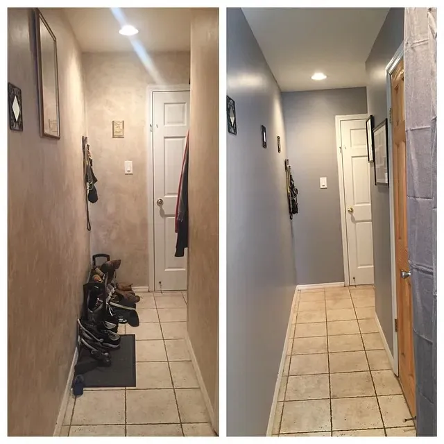 Behr Cathedral Gray hallway makeover
