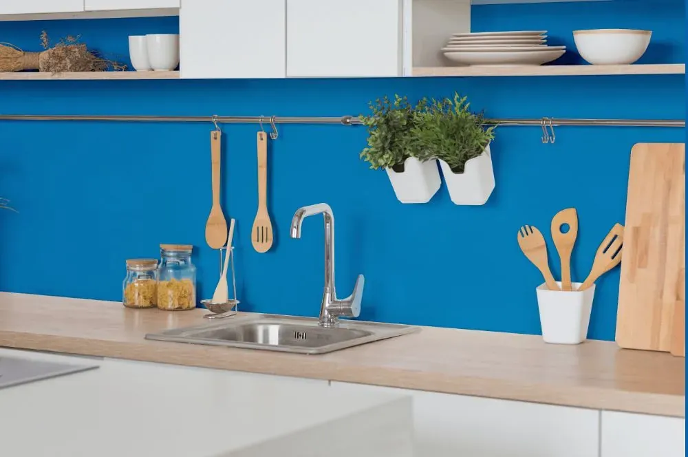 Behr Celebration Blue kitchen backsplash