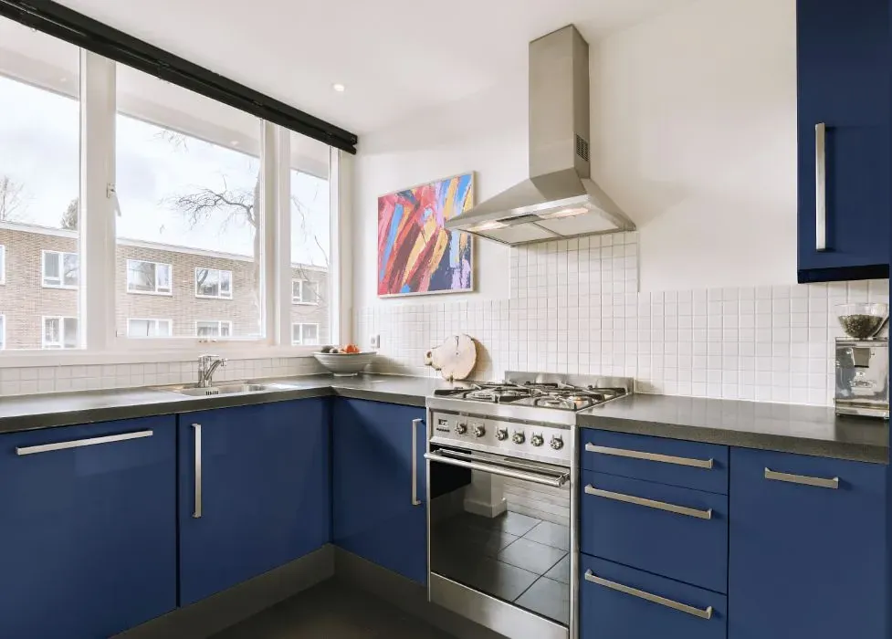Behr Champlain Blue kitchen cabinets