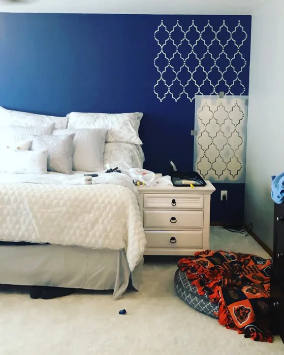 Behr Champlain Blue bedroom accent wall 