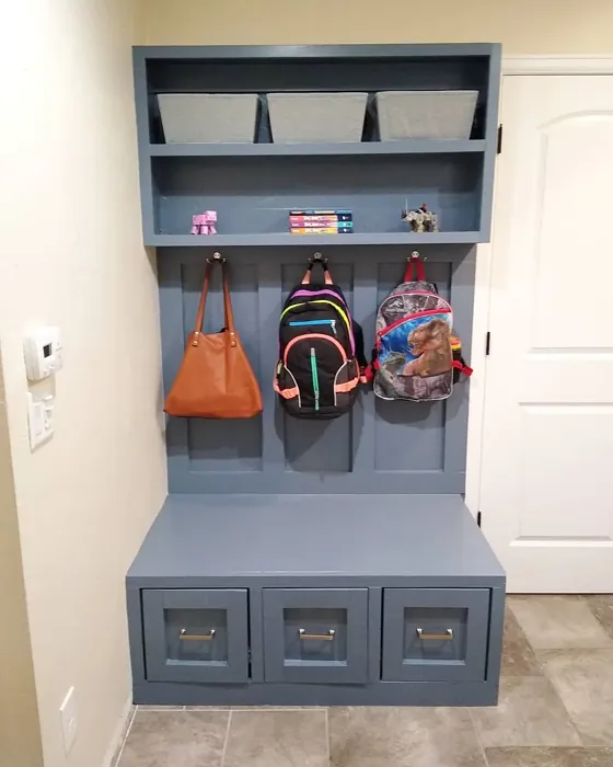 Behr Charcoal Blue painted storage 
