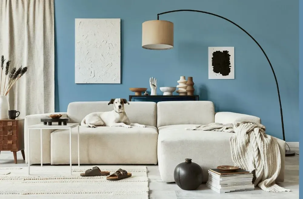 Behr Chilly Blue cozy living room