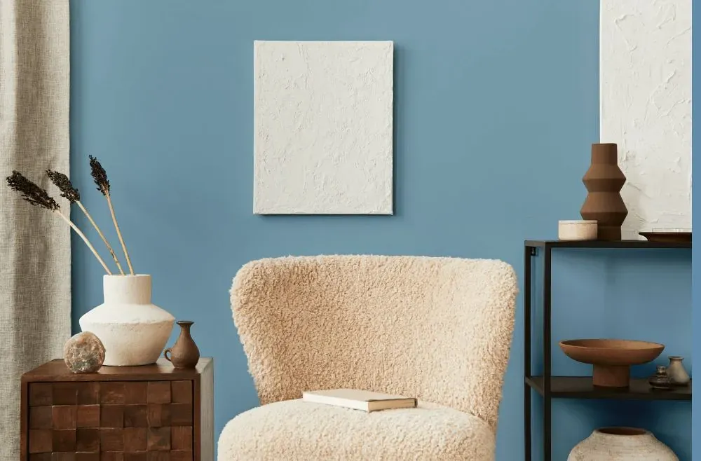 Behr Chilly Blue living room interior