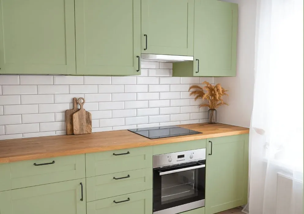 Behr Chopped Dill kitchen cabinets