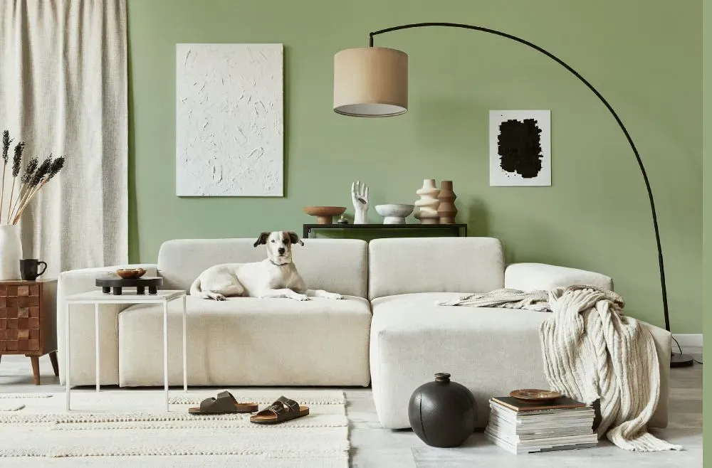 Behr Chopped Dill cozy living room