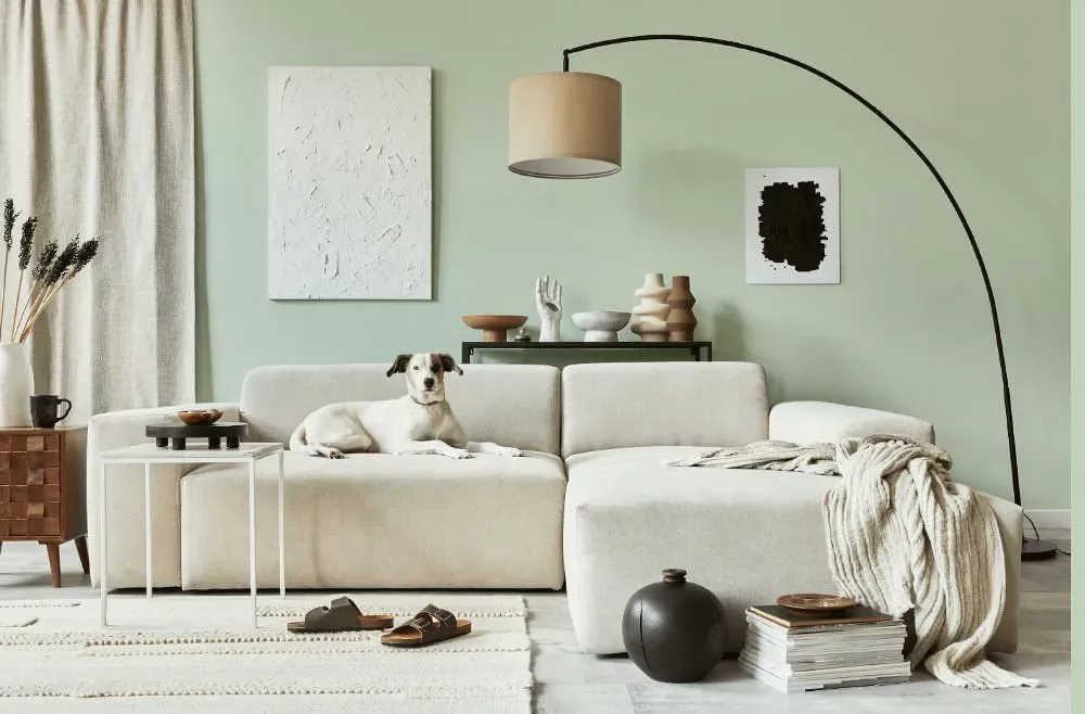 Behr Comforting Green cozy living room