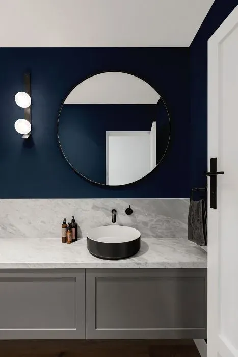 Behr Compass Blue minimalist bathroom
