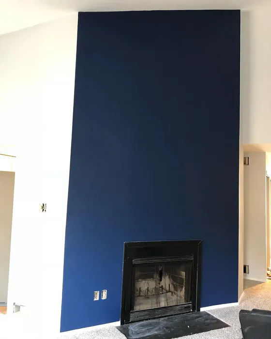 Compass Blue living room fireplace color