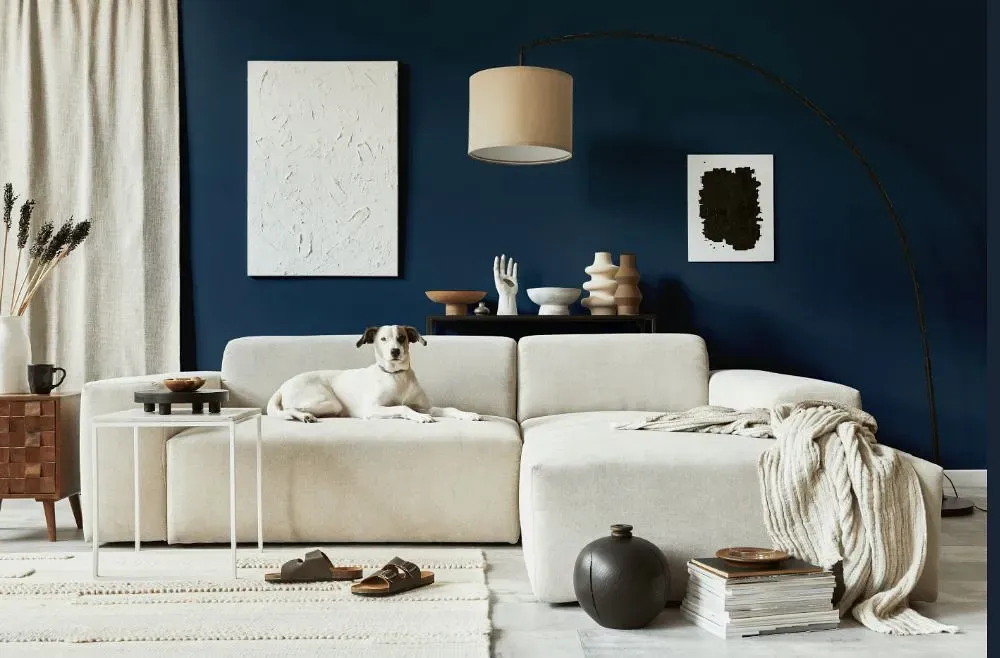 Behr Compass Blue cozy living room