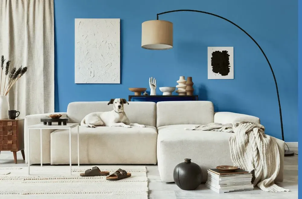 Behr Cornflower cozy living room