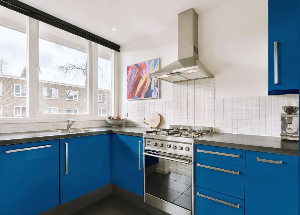 Behr Cosmic Cobalt kitchen cabinets