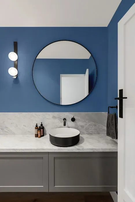 Behr Cowgirl Blue minimalist bathroom