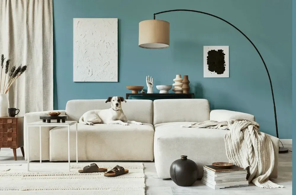 Behr Crashing Waves cozy living room