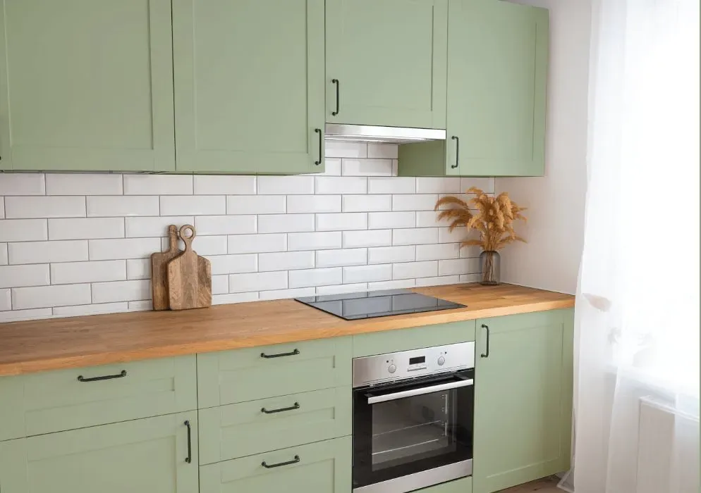 Behr Creamy Spinach kitchen cabinets