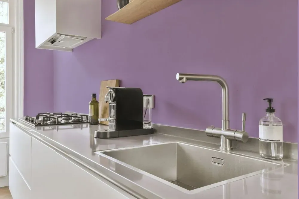 Behr Cyber Grape kitchen painted backsplash