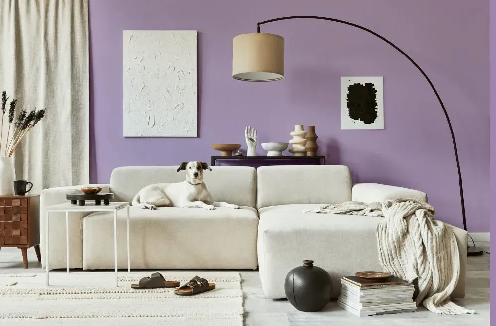 Behr Cyber Grape cozy living room