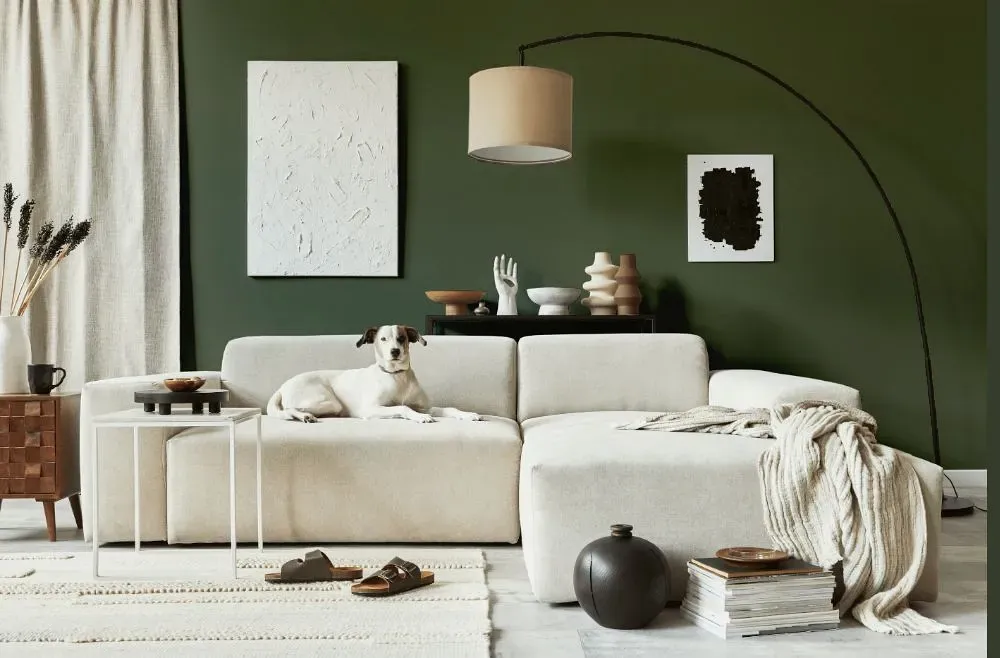 Behr Cypress Vine cozy living room