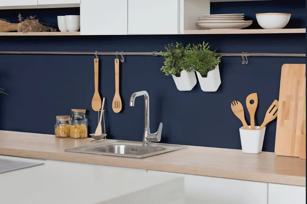 Behr Dark Navy kitchen backsplash