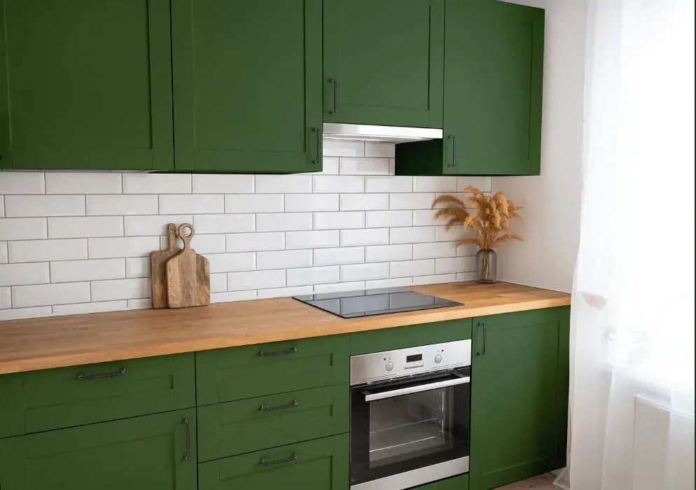 Behr Deep Viridian kitchen cabinets