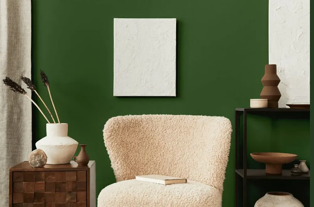 Behr Deep Viridian living room interior