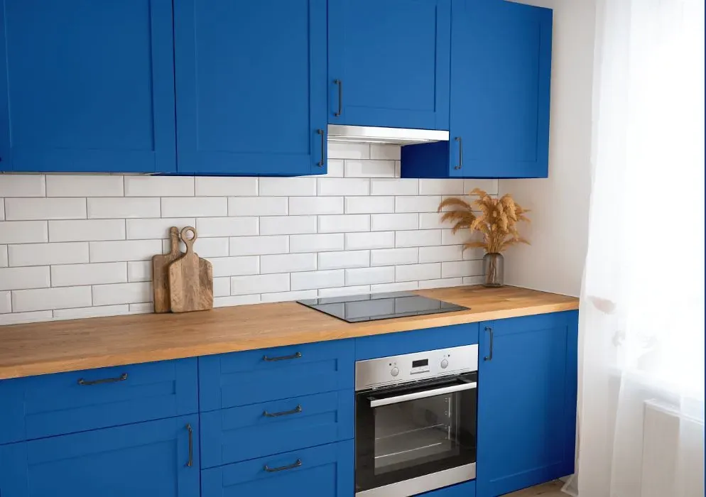 Behr Electric Blue kitchen cabinets