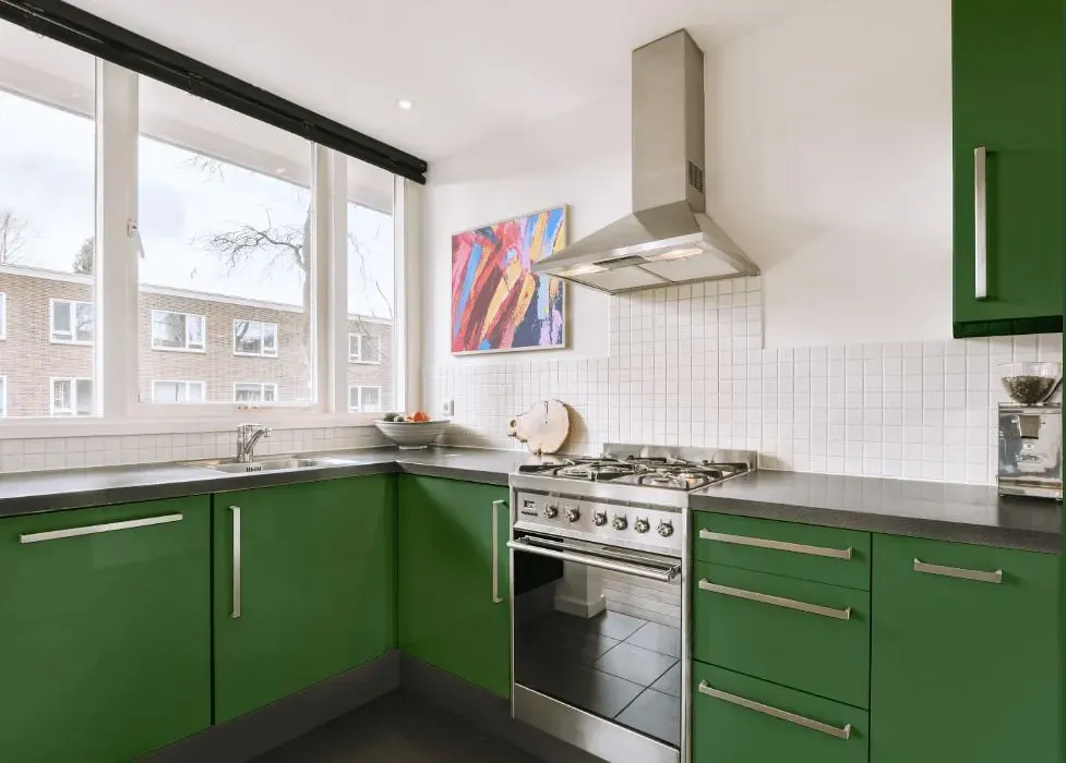 Behr Emerald Forest kitchen cabinets