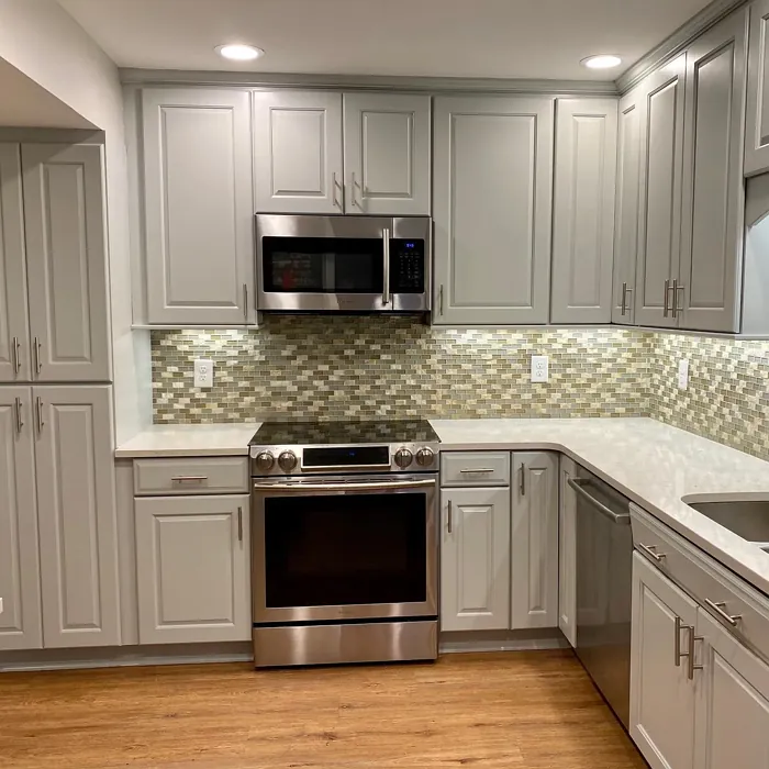 Behr Engagement Silver kitchen cabinets paint review