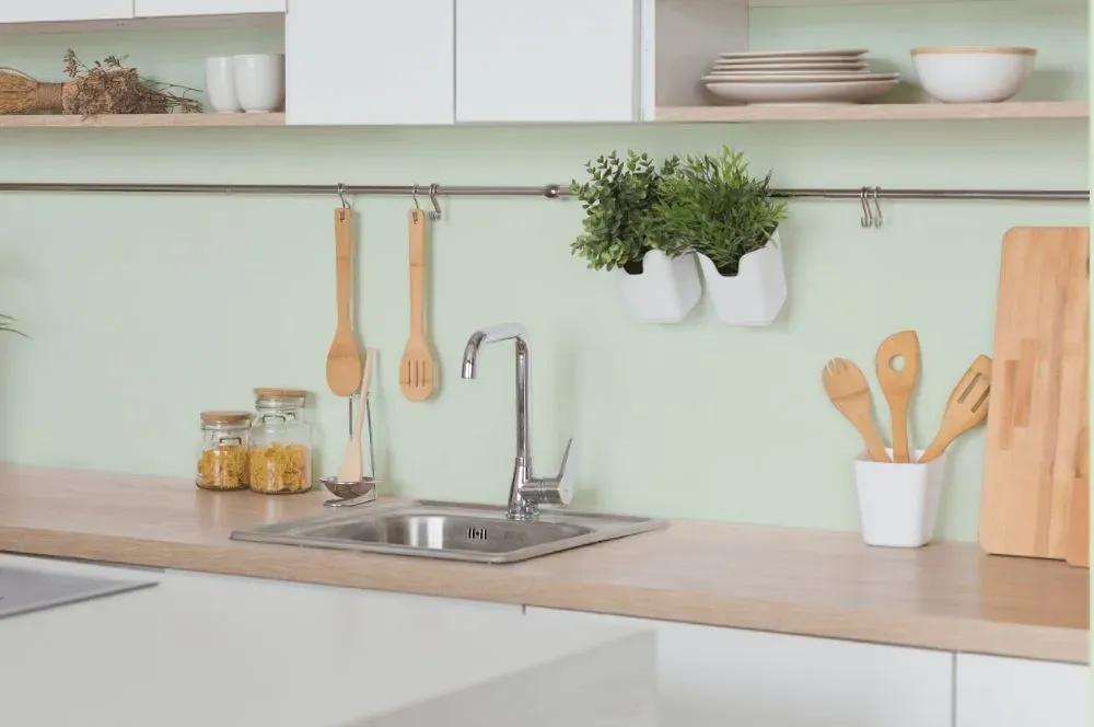 Behr Establish Mint kitchen backsplash