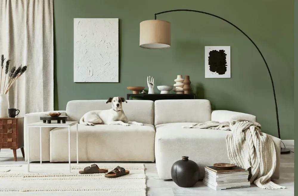 Behr Eucalyptus Wreath cozy living room