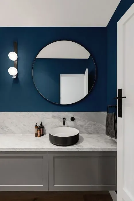 Behr Express Blue minimalist bathroom
