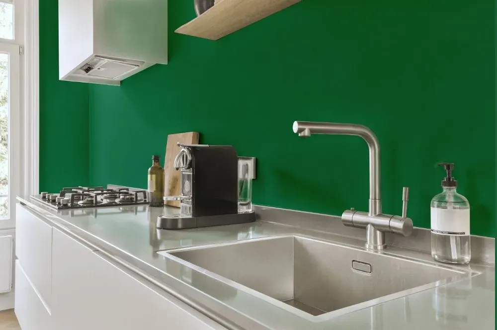 Behr Exquisite Emerald kitchen painted backsplash
