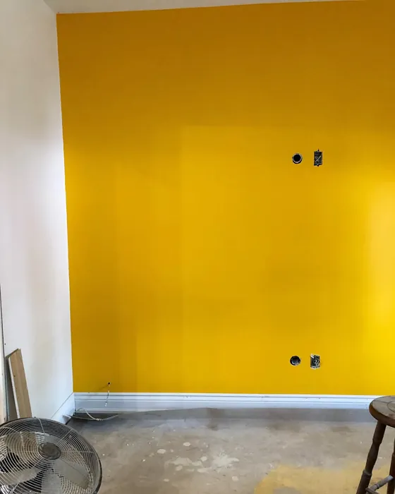 Behr Extreme Yellow accent wall 