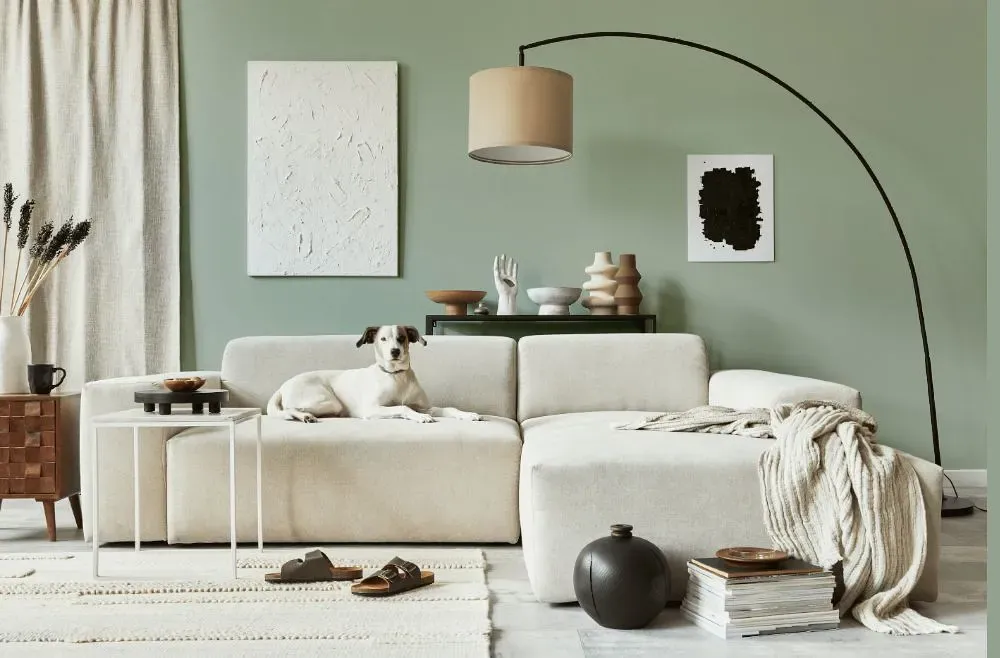 Behr Flagstaff Green cozy living room