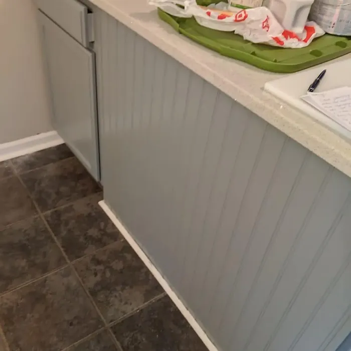 Behr Flannel Gray kitchen cabinets paint review