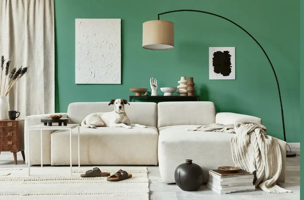 Behr Free Green cozy living room