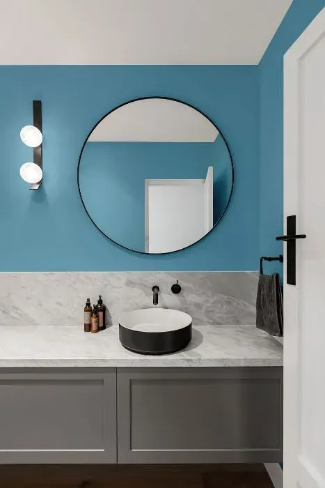 Behr Frisky Blue minimalist bathroom