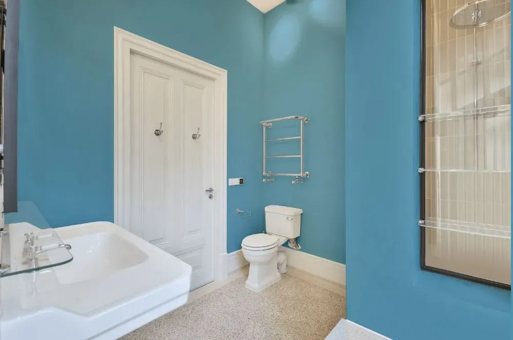 Behr Frisky Blue bathroom