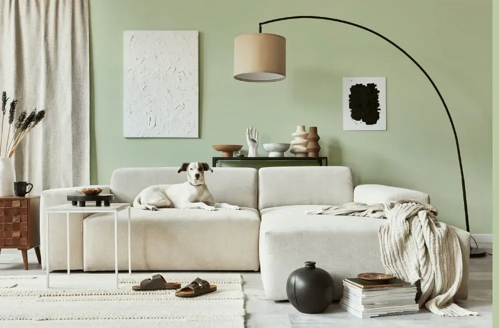 Behr Glade Green cozy living room