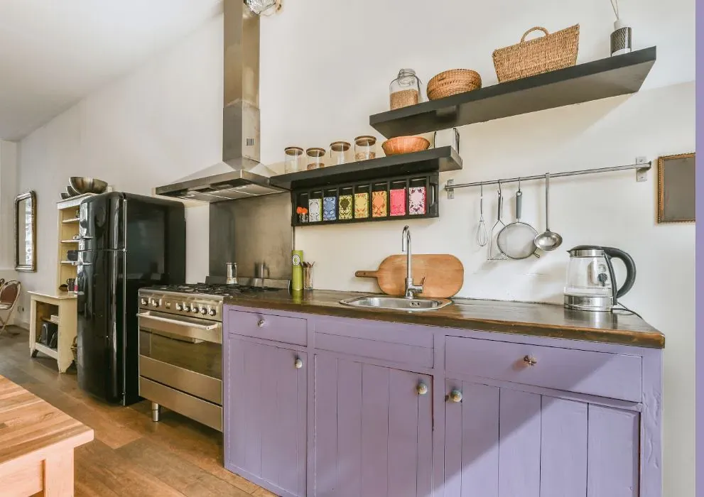 Behr Grape Hyacinth kitchen cabinets