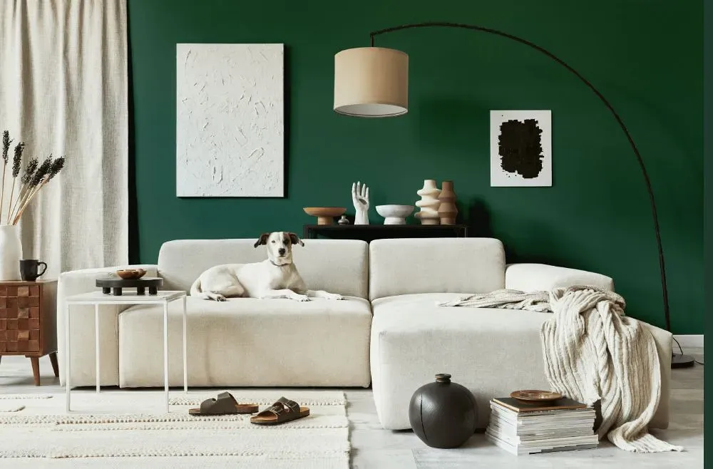 Behr Green Agate cozy living room