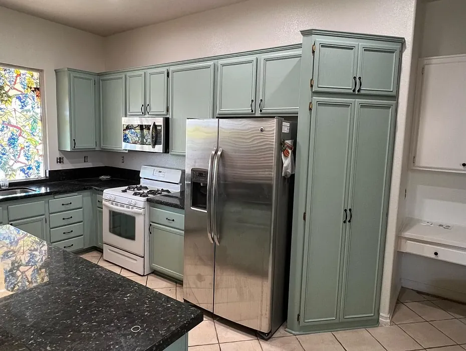 Behr Green Balsam kitchen cabinets color
